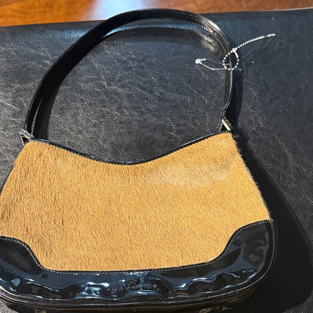 Rafe New York Vintage Tan and Black animal hair  Shoulder Bag
